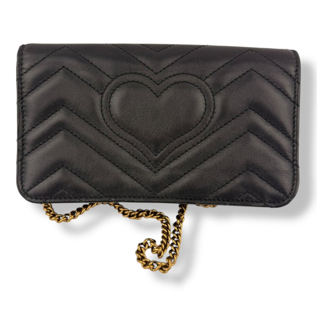 Gucci GG Marmont Flap Black Leather Mini Handbag - Lux Central