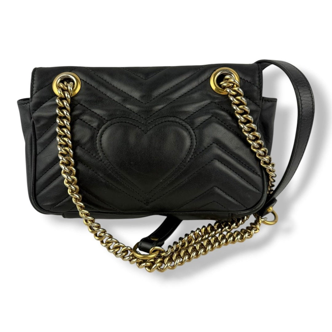 Gucci GG Marmont Flap Black Leather Mini Handbag - Lux Central