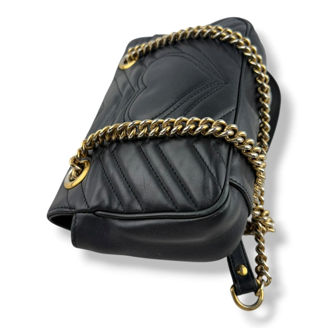 Gucci GG Marmont Flap Black Leather Mini Handbag - Lux Central