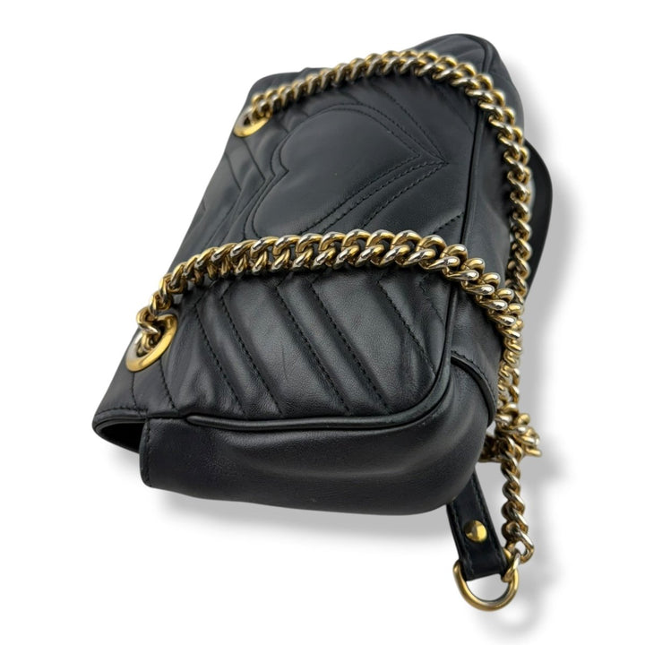 Gucci GG Marmont Flap Black Leather Mini Handbag - Lux Central