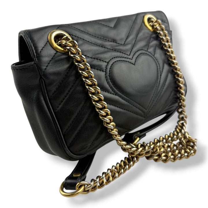 Gucci GG Marmont Flap Black Leather Mini Handbag - Lux Central