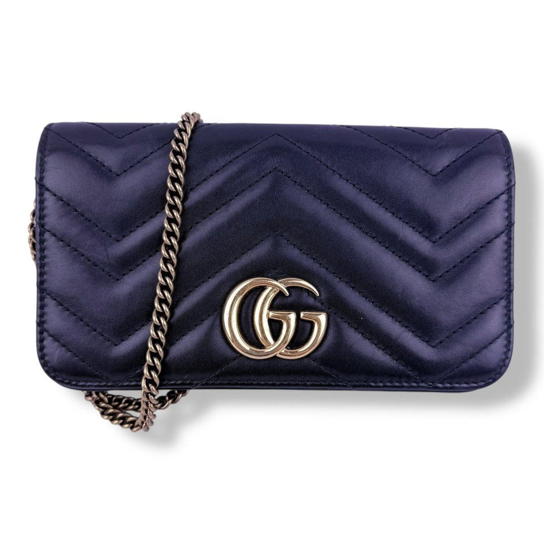 Gucci GG Marmont Flap Black Leather Mini Handbag - Lux Central