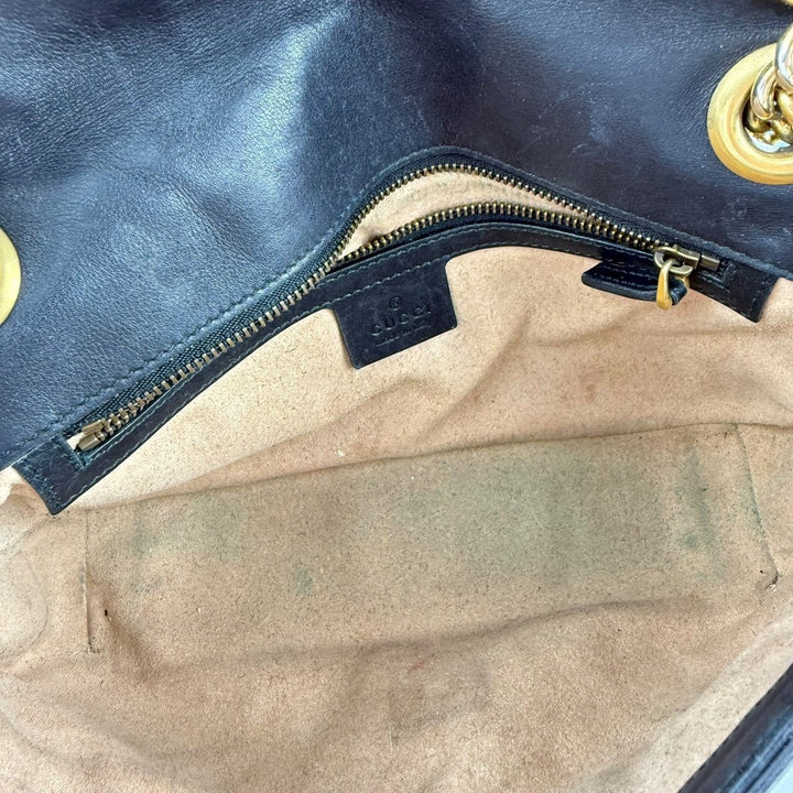 Gucci GG Marmont Flap Black Leather Small Handbag - Lux Central