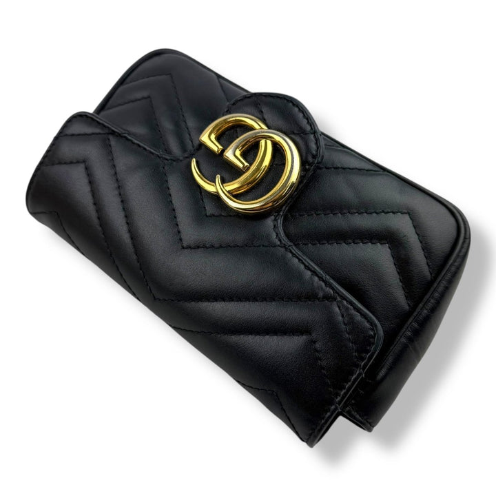 Gucci GG Marmont Flap Black Leather Super Mini Handbag - Lux Central