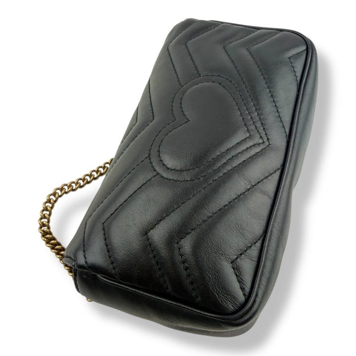 Gucci GG Marmont Flap Black Leather Super Mini Handbag - Lux Central