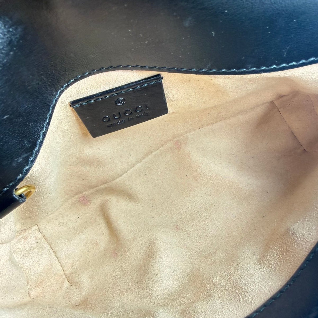 Gucci GG Marmont Flap Black Leather Super Mini Handbag - Lux Central