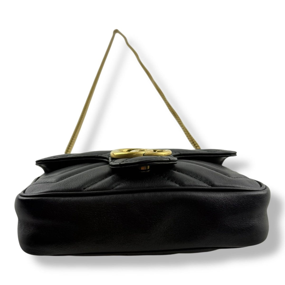 Gucci GG Marmont Flap Black Leather Super Mini Handbag - Lux Central