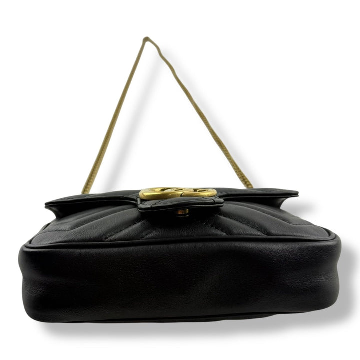 Gucci GG Marmont Flap Black Leather Super Mini Handbag - Lux Central