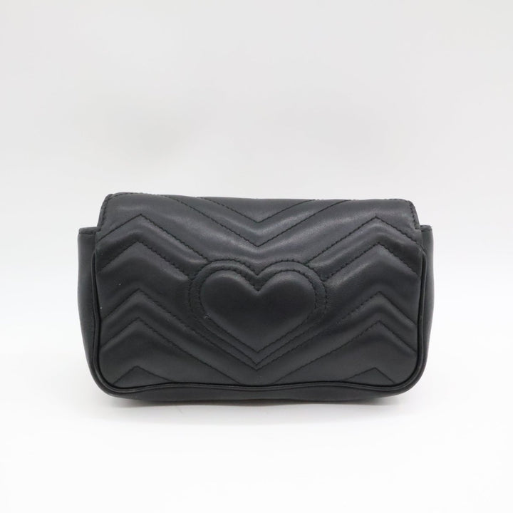 Gucci GG Marmont Flap Black Leather Super Mini Handbag - Lux Central