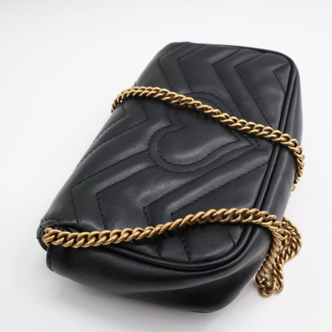 Gucci GG Marmont Flap Black Leather Super Mini Handbag - Lux Central