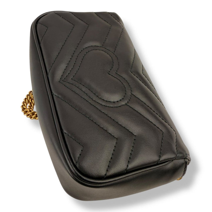 Gucci GG Marmont Flap Black Leather Super Mini Handbag - Lux Central