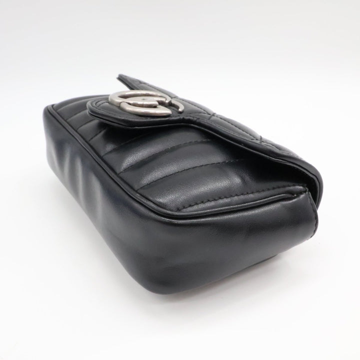 Gucci GG Marmont Flap Black Leather Super Mini Handbag - Lux Central