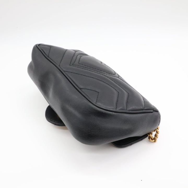 Gucci GG Marmont Flap Black Leather Super Mini Handbag - Lux Central