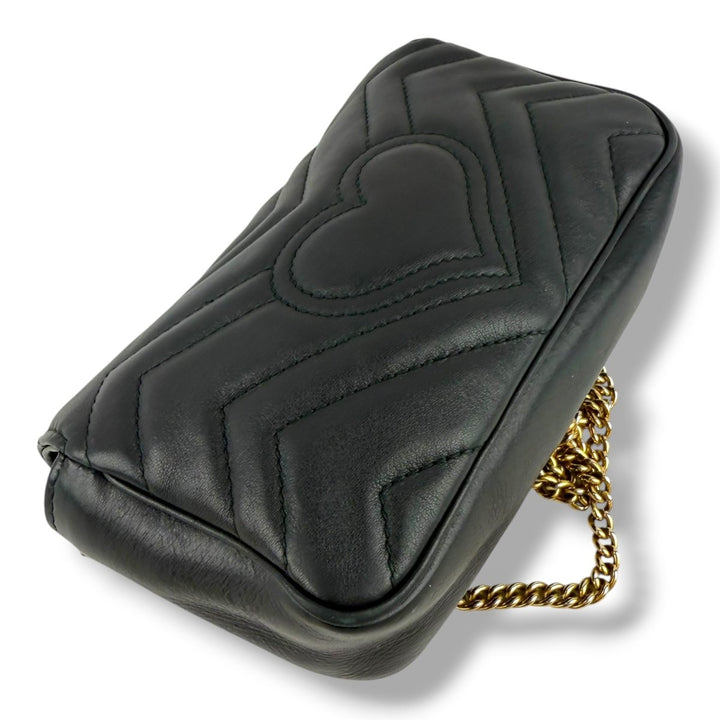 Gucci GG Marmont Flap Black Leather Super Mini Handbag - Lux Central