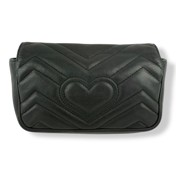 Gucci GG Marmont Flap Black Leather Super Mini Handbag - Lux Central