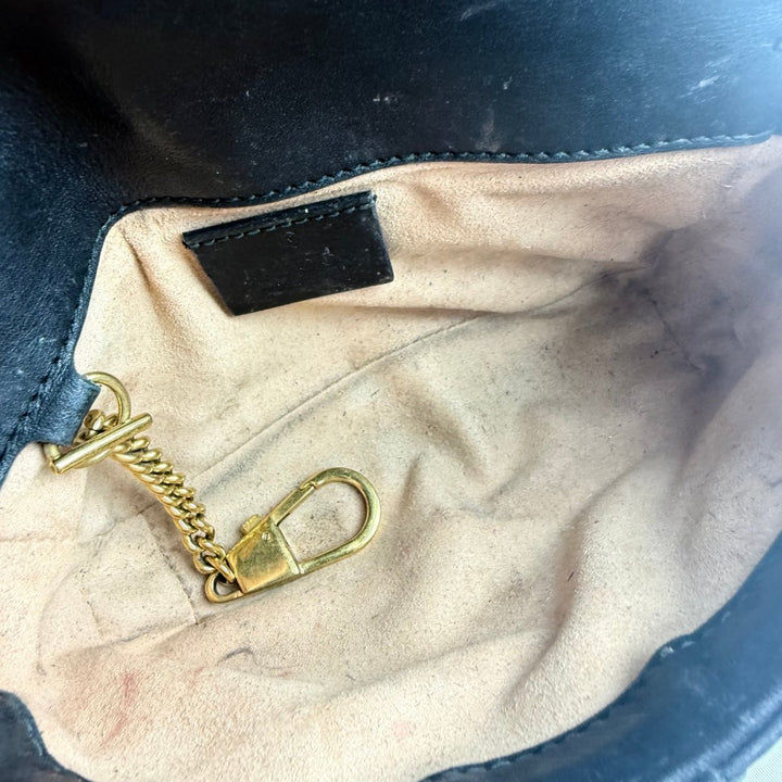 Gucci GG Marmont Flap Black Leather Super Mini Handbag - Lux Central