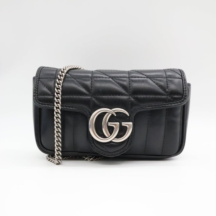 Gucci GG Marmont Flap Black Leather Super Mini Handbag - Lux Central