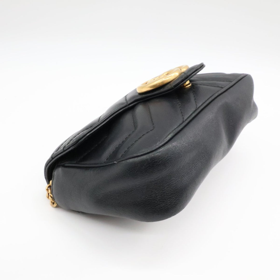 Gucci GG Marmont Flap Black Leather Super Mini Handbag - Lux Central