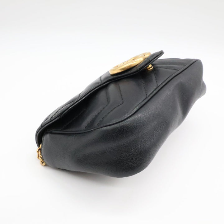 Gucci GG Marmont Flap Black Leather Super Mini Handbag - Lux Central