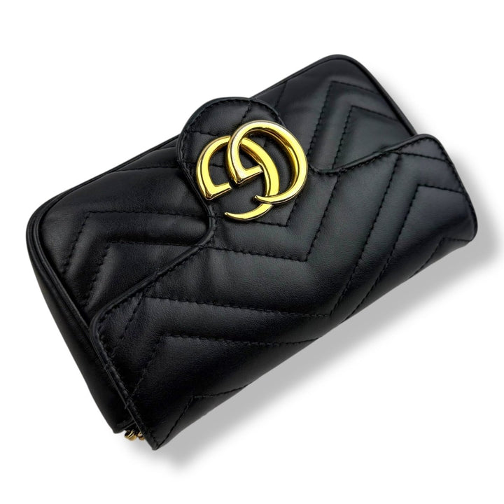 Gucci GG Marmont Flap Black Leather Super Mini Handbag - Lux Central