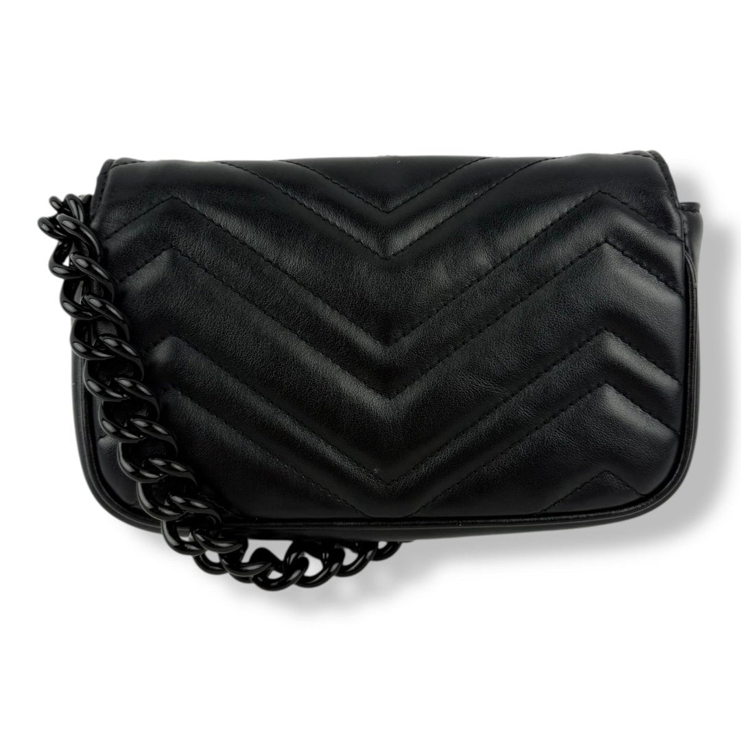 Gucci GG Marmont Flap Black Leather Super Mini Handbag - Lux Central