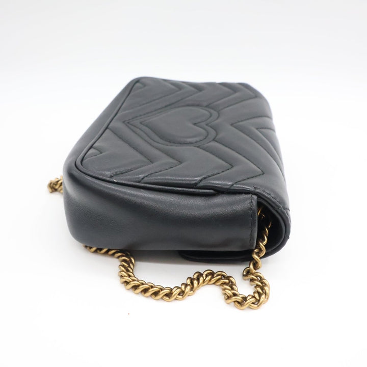 Gucci GG Marmont Flap Black Leather Super Mini Handbag - Lux Central