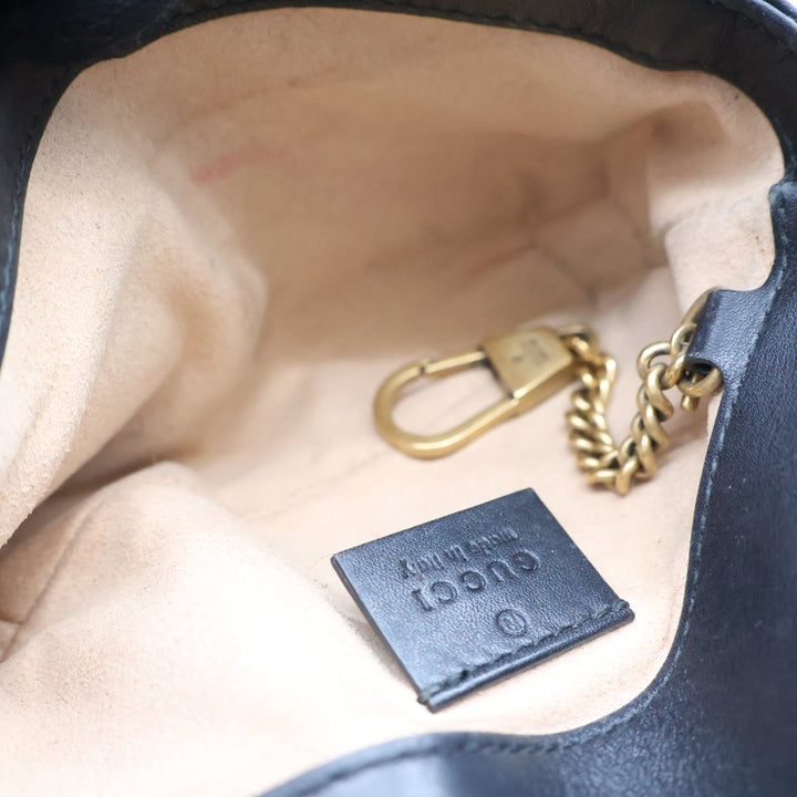 Gucci GG Marmont Flap Black Leather Super Mini Handbag - Lux Central