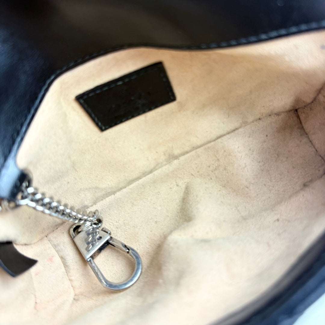 Gucci GG Marmont Flap Black Leather Super Mini Handbag - Lux Central