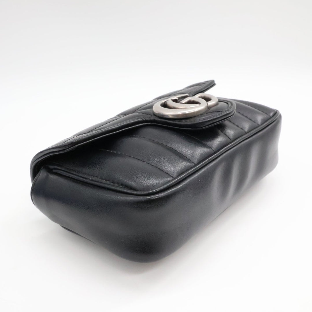 Gucci GG Marmont Flap Black Leather Super Mini Handbag - Lux Central