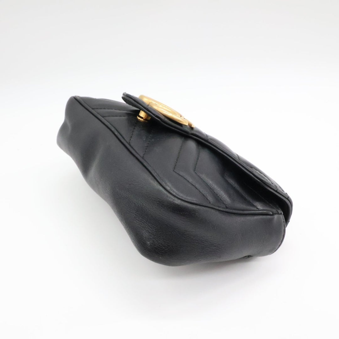 Gucci GG Marmont Flap Black Leather Super Mini Handbag - Lux Central