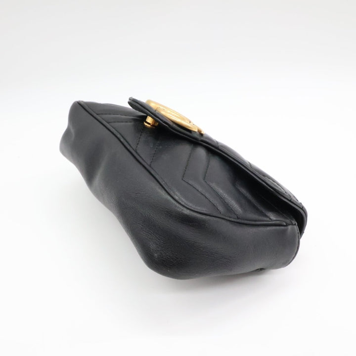 Gucci GG Marmont Flap Black Leather Super Mini Handbag - Lux Central