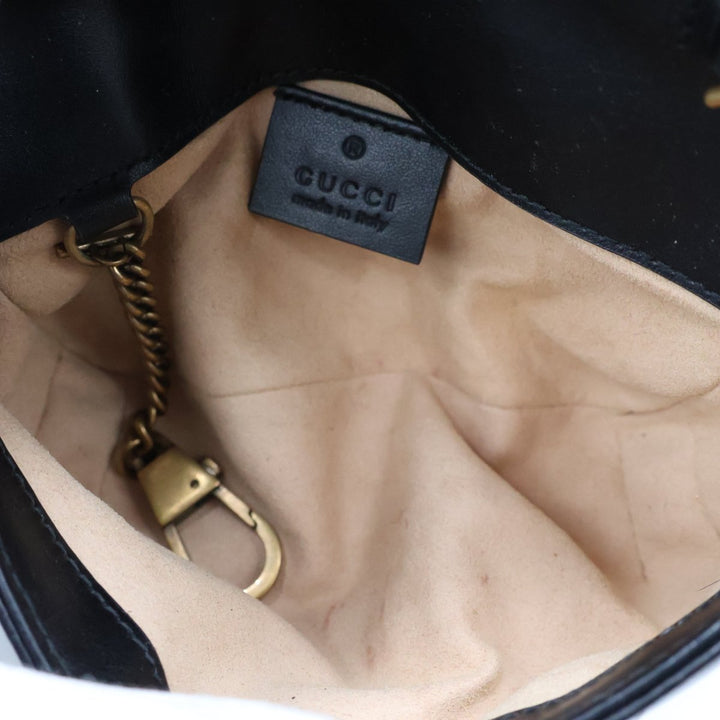 Gucci GG Marmont Flap Black Leather Super Mini Handbag - Lux Central