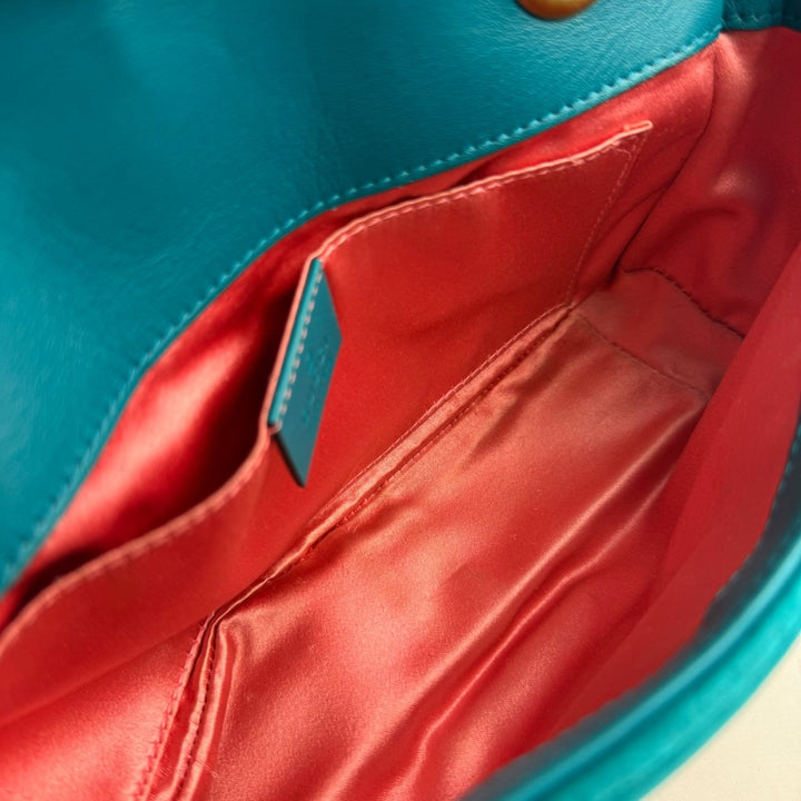 Gucci GG Marmont Flap Teal Velvet Mini Handbag - Lux Central