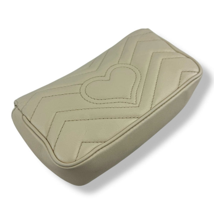 Gucci GG Marmont Flap White Leather Super Mini Handbag - Lux Central