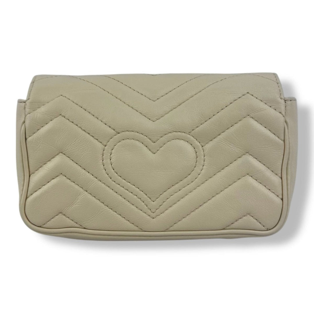 Gucci GG Marmont Flap White Leather Super Mini Handbag - Lux Central