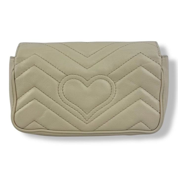 Gucci GG Marmont Flap White Leather Super Mini Handbag - Lux Central
