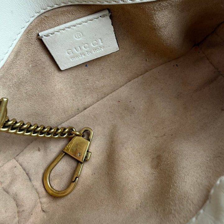 Gucci GG Marmont Flap White Leather Super Mini Handbag - Lux Central