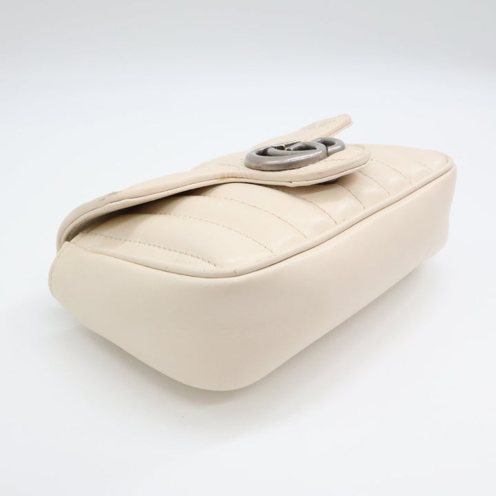 Gucci GG Marmont Flap White Leather Super Mini Handbag - Lux Central