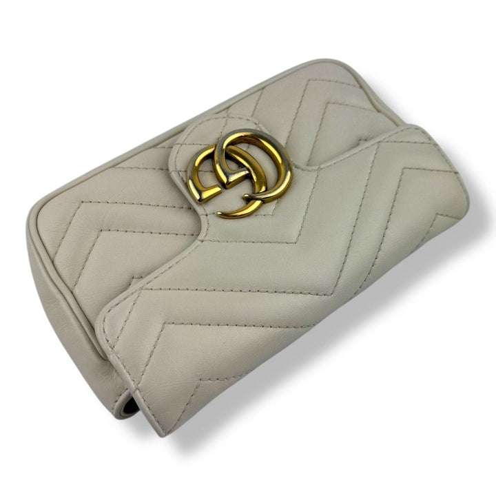 Gucci GG Marmont Flap White Leather Super Mini Handbag - Lux Central