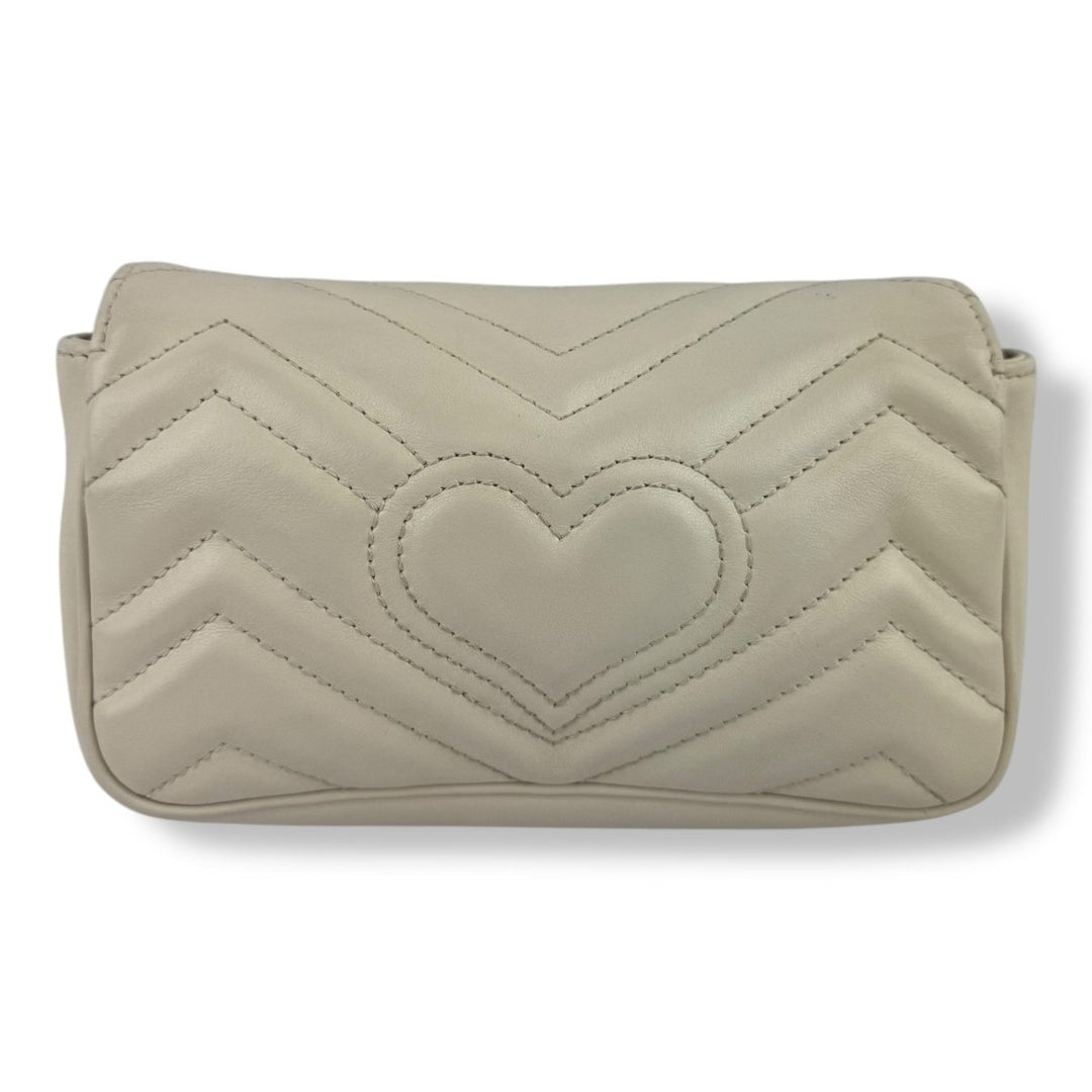 Gucci GG Marmont Flap White/Cream Leather Super Mini Handbag - Lux Central