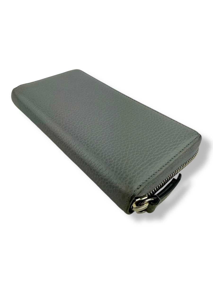 Gucci GG Marmont Grey Leather Zip Around Wallet - Lux Central