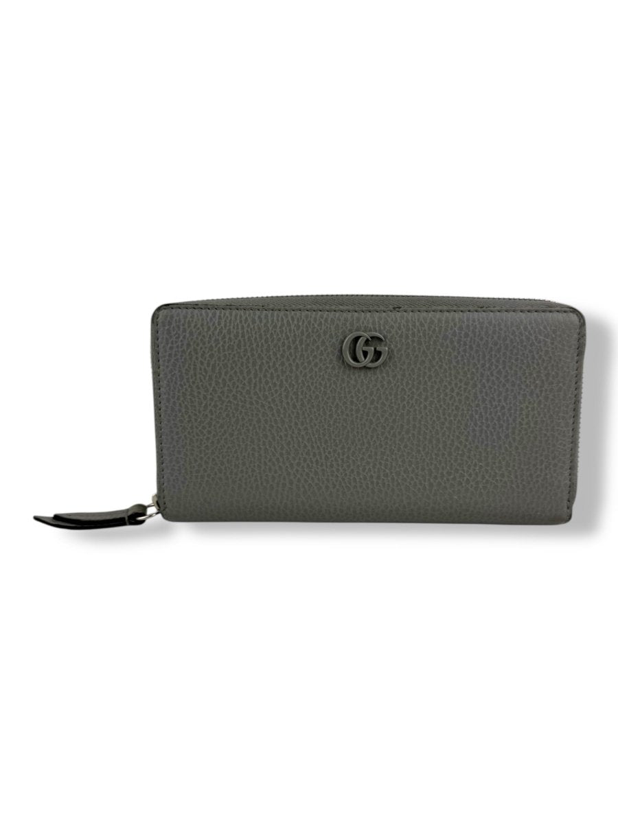 Gucci GG Marmont Grey Leather Zip Around Wallet - Lux Central