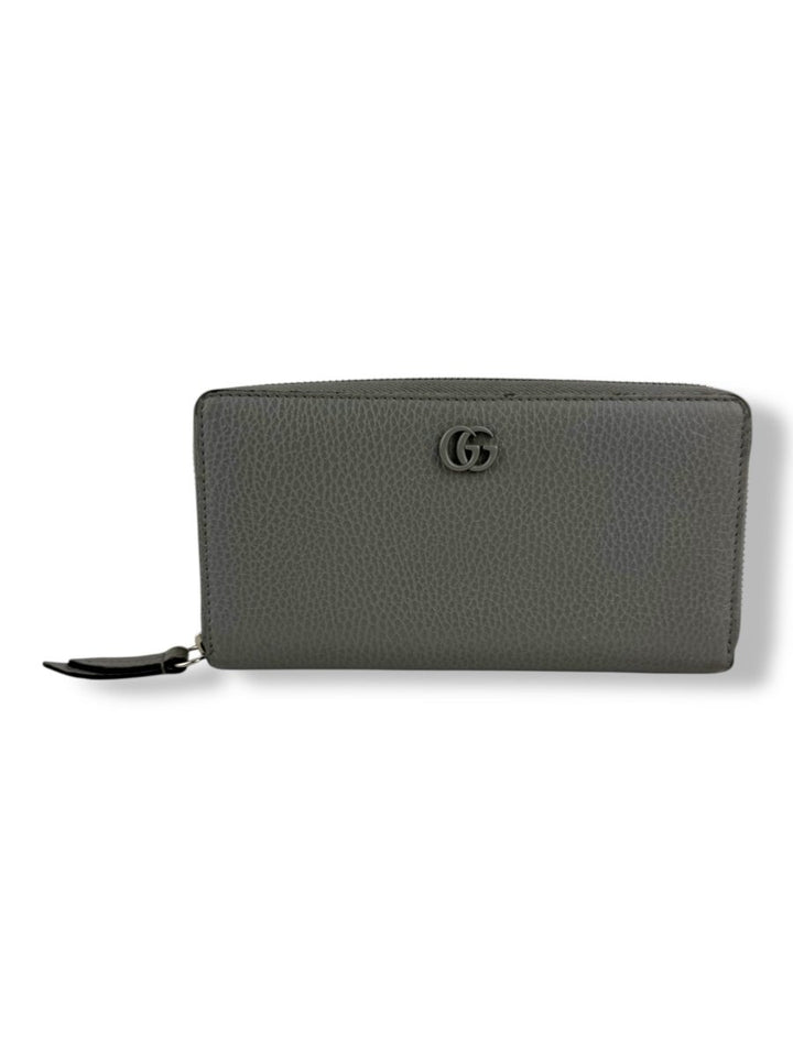 Gucci GG Marmont Grey Leather Zip Around Wallet - Lux Central