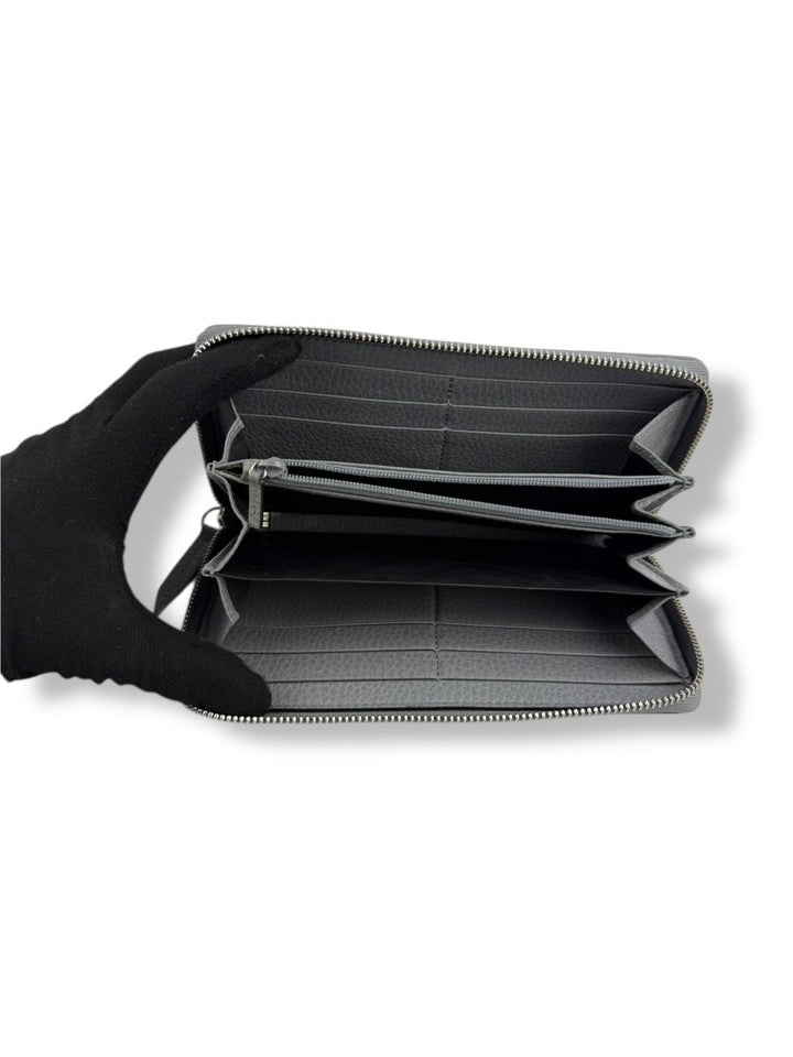 Gucci GG Marmont Grey Leather Zip Around Wallet - Lux Central