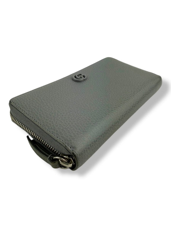 Gucci GG Marmont Grey Leather Zip Around Wallet - Lux Central
