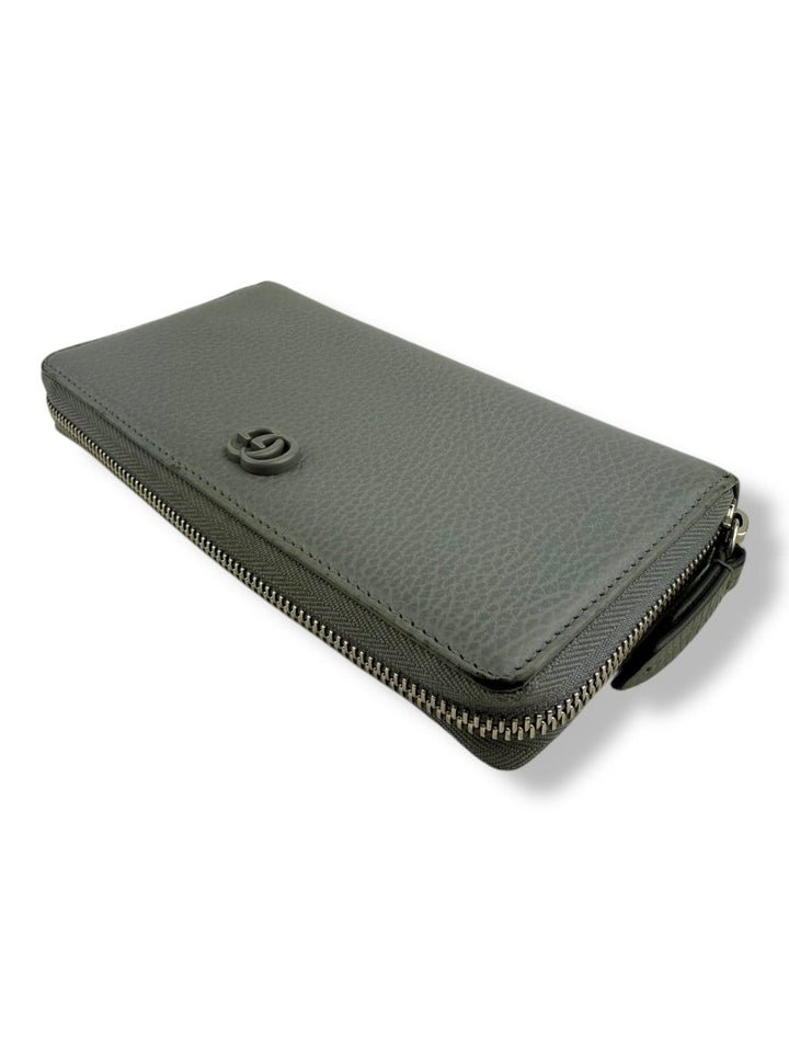 Gucci GG Marmont Grey Leather Zip Around Wallet - Lux Central