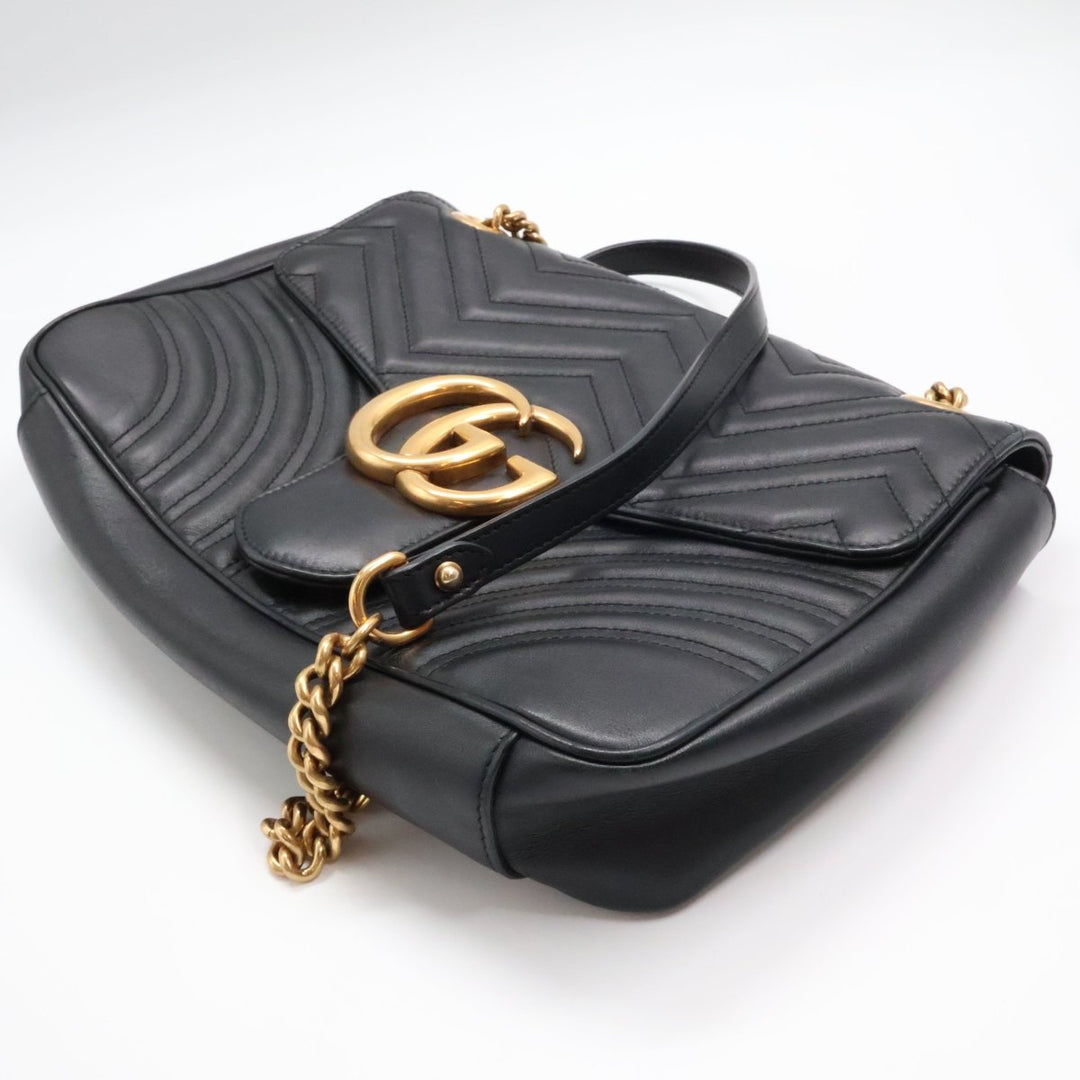 Gucci GG Marmont Large Flap Black Leather Handbag - Lux Central