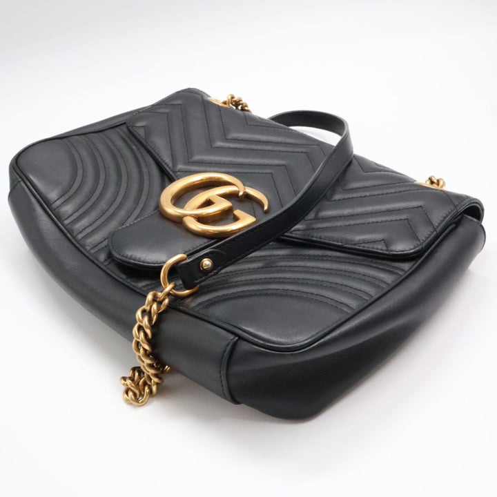 Gucci GG Marmont Large Flap Black Leather Handbag - Lux Central