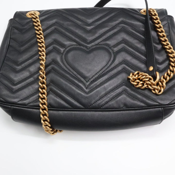 Gucci GG Marmont Large Flap Black Leather Handbag - Lux Central