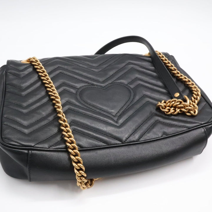 Gucci GG Marmont Large Flap Black Leather Handbag - Lux Central
